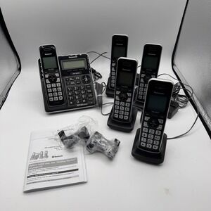 Panasonic KX-TGF780 DECT 6.0 Bluetooth Cordless Phone System, 5 Handsets TESTED